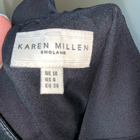 Karen Millen Silk Asymmetrical Black Sheath Dress Size 6 - Picture 7 of 8